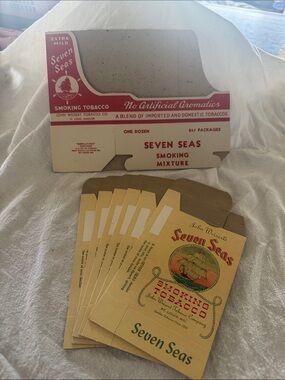 Seven Seas Smoking Tobacco Vintage Packets - Cream & Red